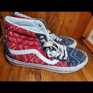 Red white and blue vans